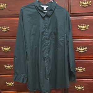 Old Navy Women's Dark Green Button-Down Shirt